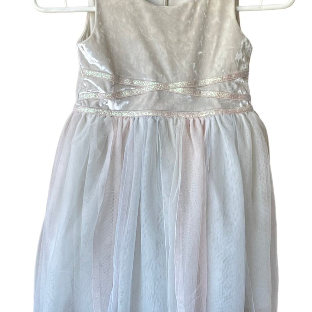 The Children’s Place Ivory Velvet & Tulle Dress Size 5T - Picture 5 of 8